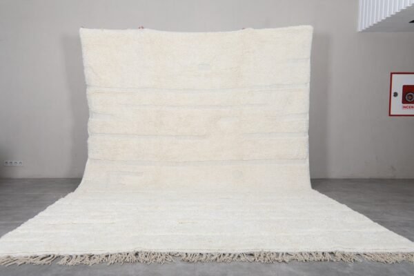Contemporary white rug - moroccan wool rug - handmade custom rug