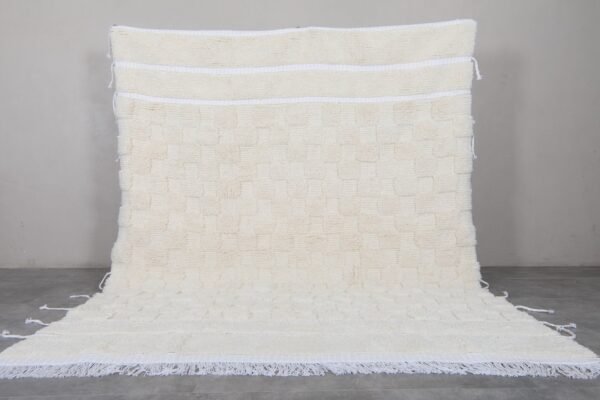 Moroccan white checkered rug - custom size rug - handmade beni ourain wool rug