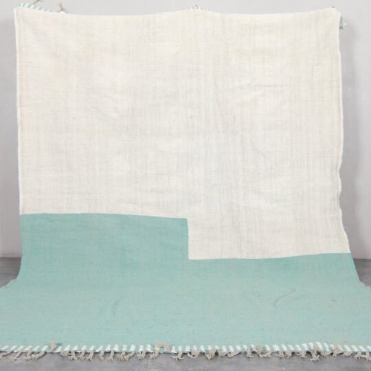 Beige and green rug - moroccan handmade rug - custom flat woven rug