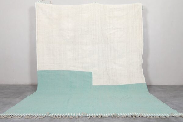 Beige and green rug - moroccan handmade rug - custom flat woven rug