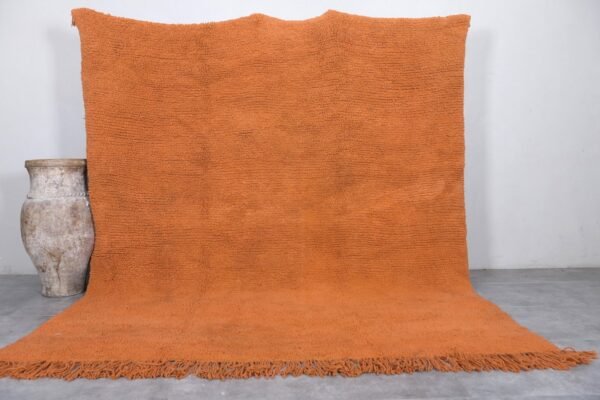 Solid moroccan rug - custom orange rug - handmade berber rug