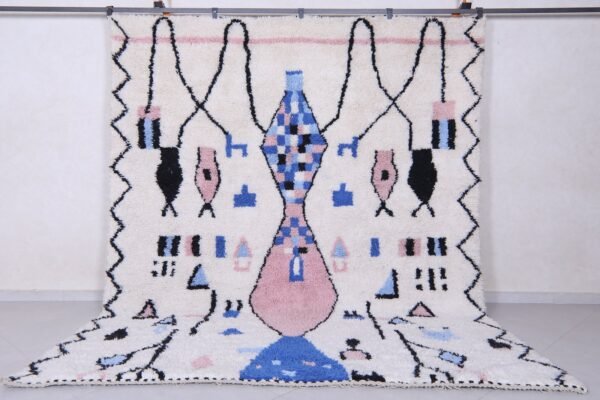 Handmade moroccan azilal rug - beni ourain wool rug - custom boho rug