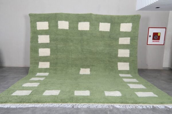 Green custom size rug - handmade moroccan rug - beni ourain check rug