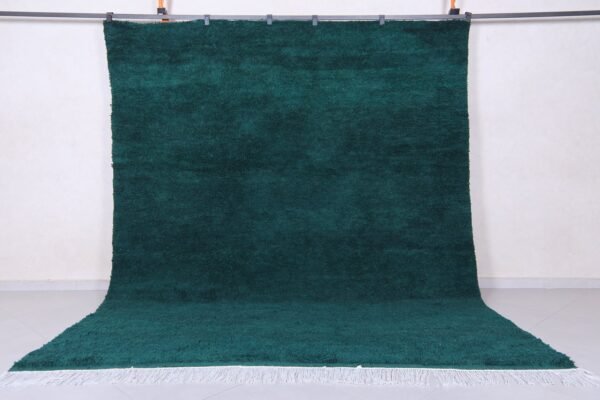 Solid green rug - handmade moroccan rug - beni ourain wool rug