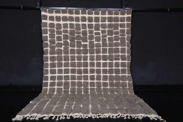 Handmade moroccan rug - custom ivory rug - beni ourain wool rug
