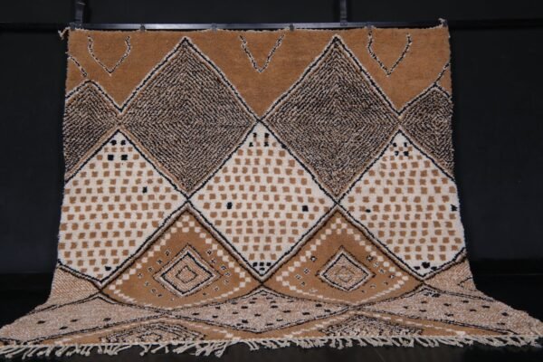Authentic moroccan rug - handmade beni ourain rug - peach wool rug