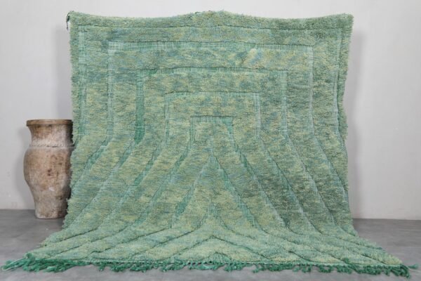 Handmade moroccan rug - beni ourain berber rug - custom green wool rug