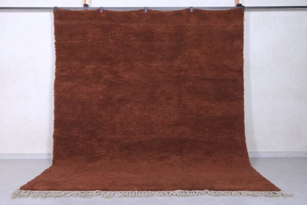 Solid moroccan rug - custom brown rug - handmade berber carpet
