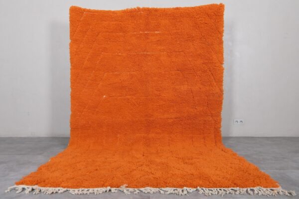 Moroccan orange rug - beni ourain lamp wool rug - handmade wool rug