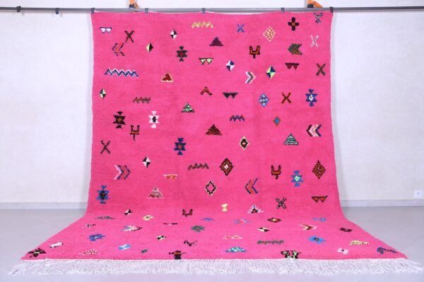 Pink moroccan rug - handmade wool rug - custom berber rug