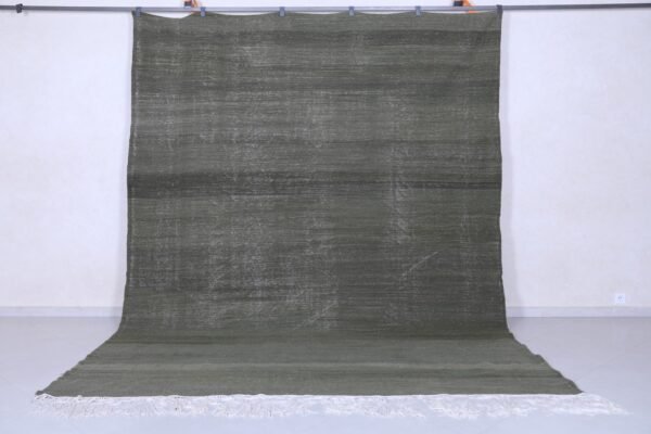 Moroccan flat woven rug - custom green rug - handwoven berber rug
