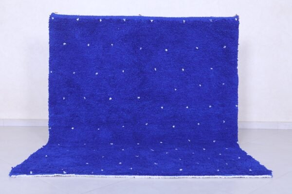 Moroccan blue rug - white doted rug - custom wool rug