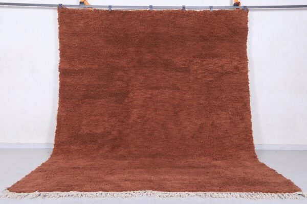 Solid moroccan rug - custom brown wool rug - handmade wool rug