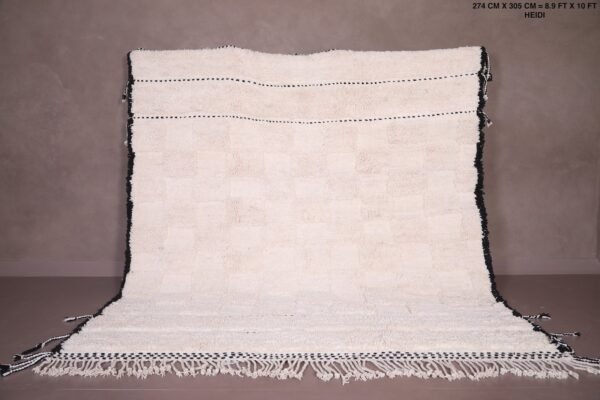 Beige moroccan rug - moroccan area rug - handmade checkered rug